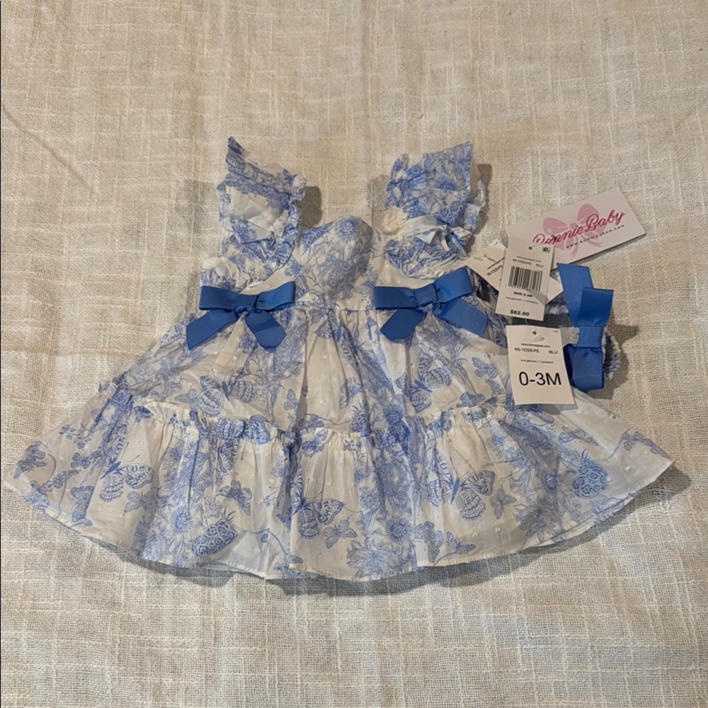Bonnie Baby Floral Blue and White Dress Set